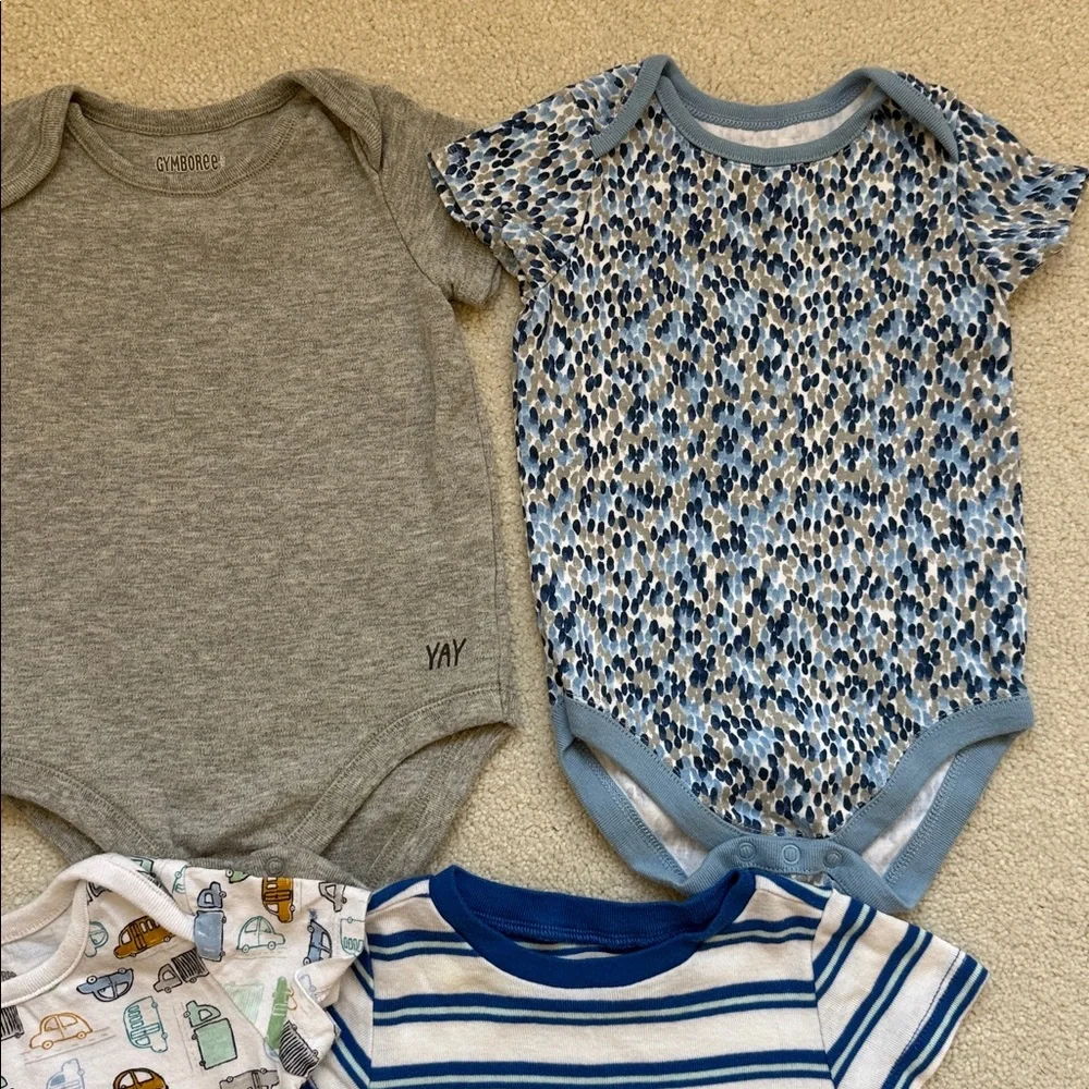 Gymboree & Old Navy Blue, Gray, and Red Bodysuits - set of 6